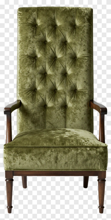 Vintage Green Upholstered Armchair PNG