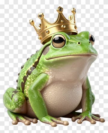 3D Frog Wearing A Crown PNG