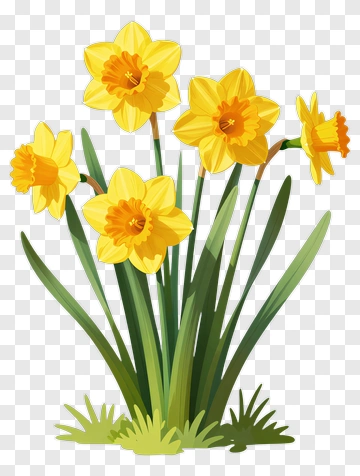 Colorful Daffodil Flowers PNG