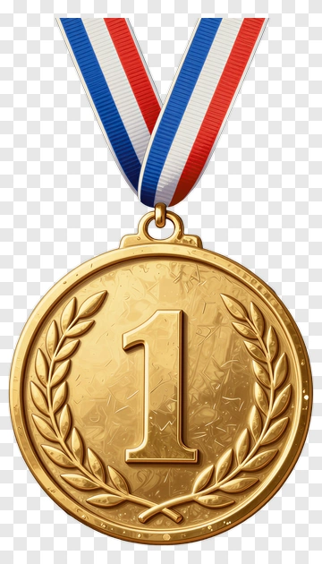 Gold Medal With Number One PNG