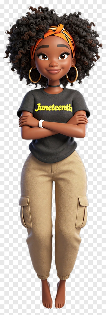 Cartoon Girl Celebrating Juneteenth PNG