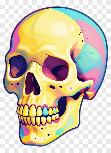 Colorful Skull Illustration PNG