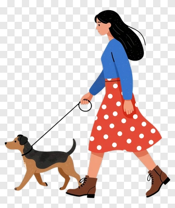 Woman Walking A Dog PNG