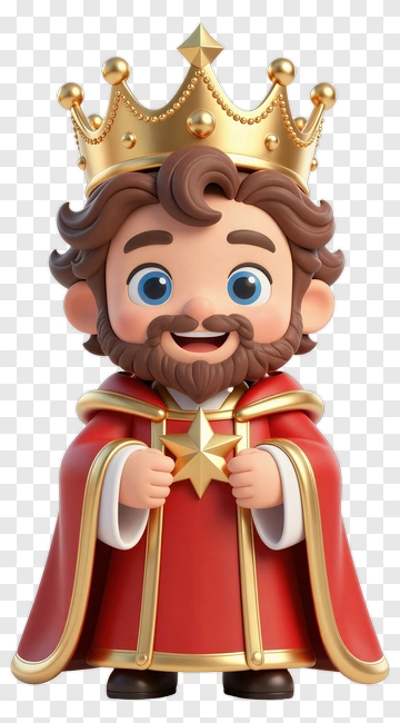 Cartoon King Holding A Star PNG