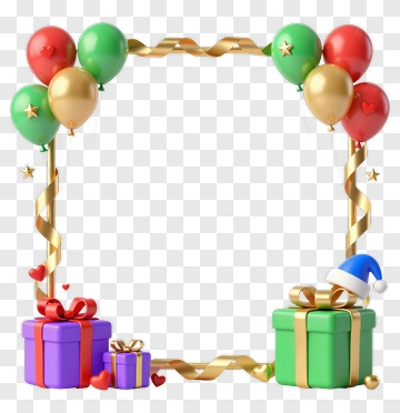 Colorful Balloon Frame With Gift Boxes PNG
