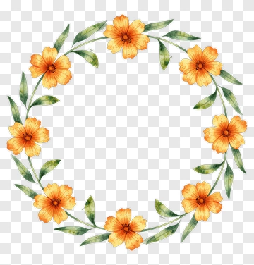 Orange Floral Wreath PNG