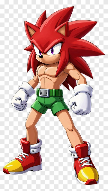 Cartoon Character With Red Spiky Hair And Green Shorts PNG