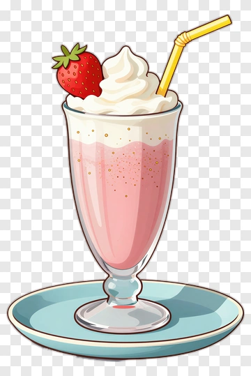 Strawberry Milkshake With Whipped Cream PNG