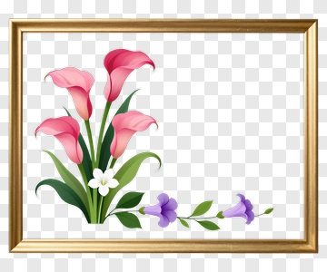 Colorful Flower Bouquet In A Frame PNG