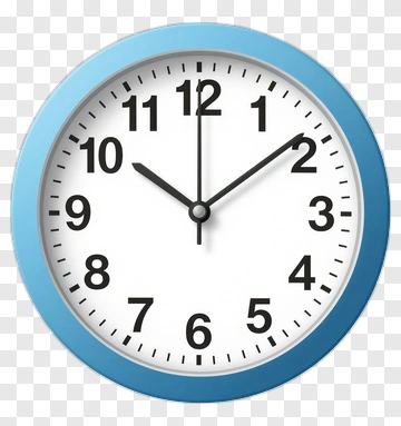 Blue Wall Clock Showing Time PNG