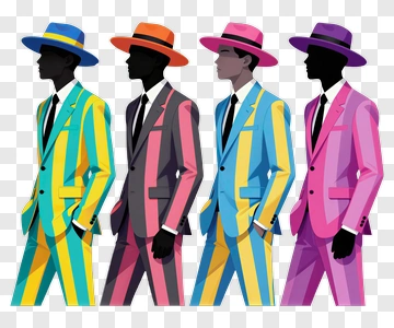 Stylish Men In Colorful Suits PNG