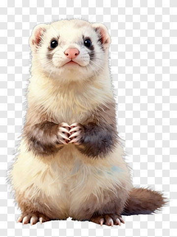 Cute Ferret Standing On Its Hind Legs PNG