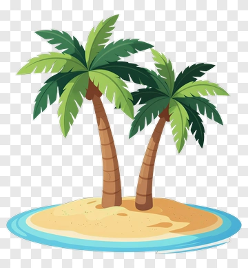 Tropical Island With Palm Trees PNG