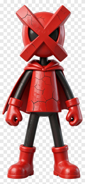 Cartoon Character In Red Costume With X Mark PNG