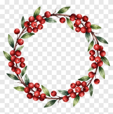 Watercolor Berry Wreath PNG