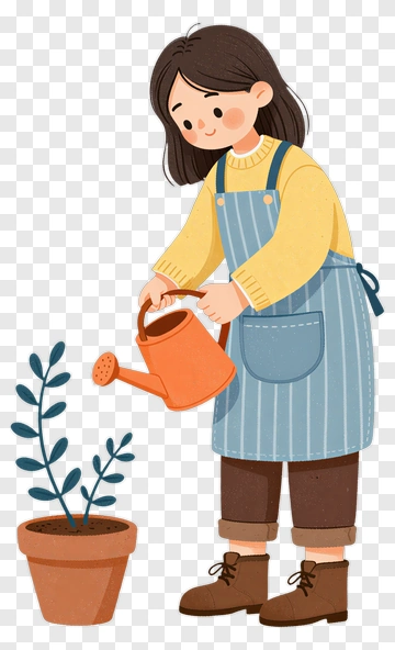 Gardener Watering A Potted Plant PNG