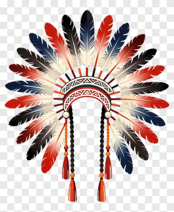 Colorful Native American Feather Headdress PNG