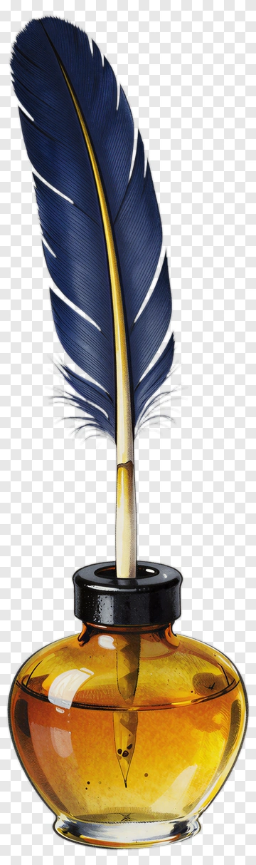 Quill Pen In Ink Bottle PNG