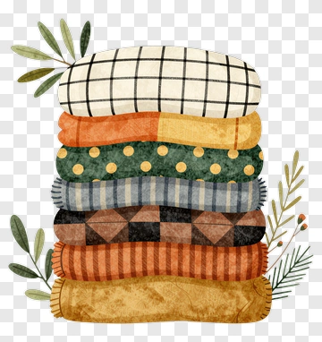 Colorful Stack Of Cozy Blankets PNG