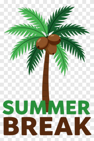Palm Tree With Summer Break Text PNG