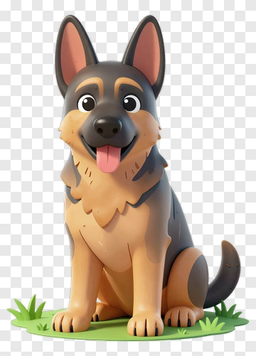 Cartoon German Shepherd Sitting On Grass PNG