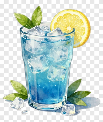 Glass Of Lemonade With Ice Cubes PNG