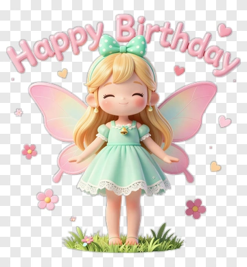 Cartoon Fairy Girl Celebrating A Happy Birthday PNG