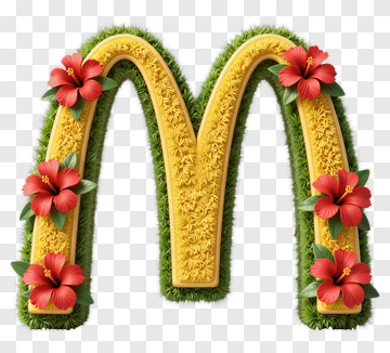 Floral Letter M With Hibiscus Flowers PNG