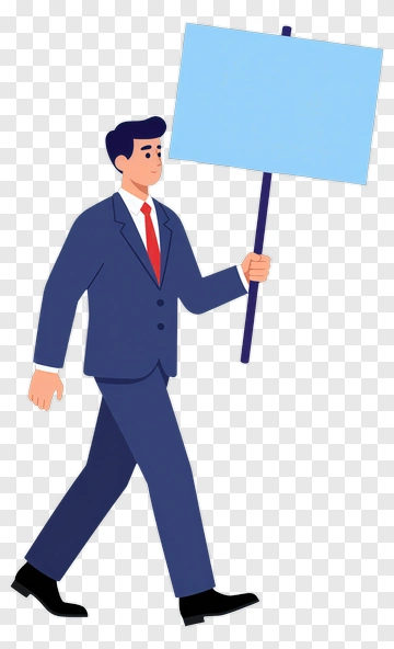 Businessman Holding A Blank Sign PNG