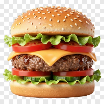 Delicious Cheeseburger With Fresh Vegetables PNG