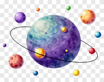 Colorful Watercolor Solar System Illustration PNG