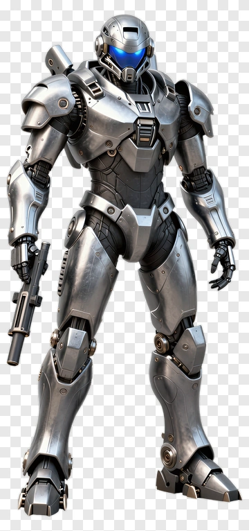 Futuristic Robot Holding A Gun PNG