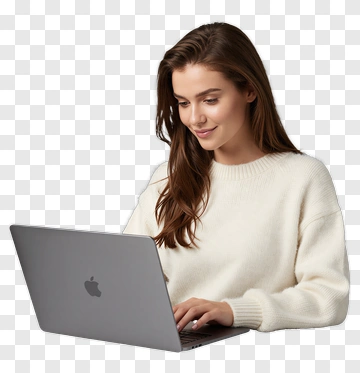 Woman Using A Laptop PNG