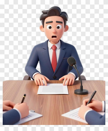 Nervous Businessman At A Meeting Table PNG
