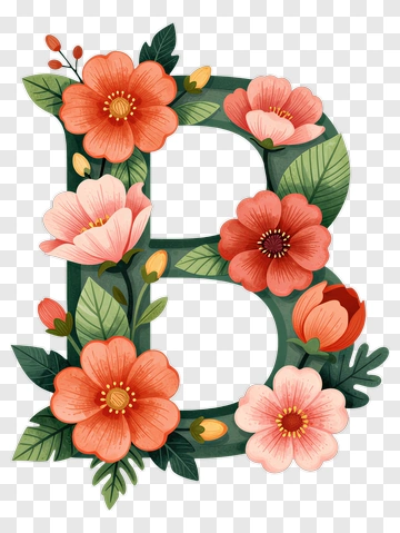 Floral Letter B Design PNG