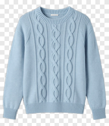 Light Blue Cable Knit Sweater PNG