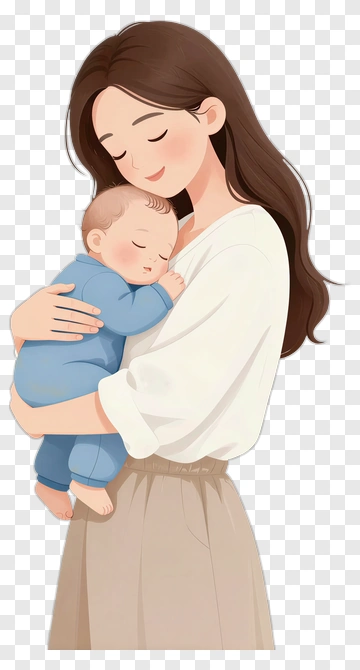Mother Holding Sleeping Baby PNG