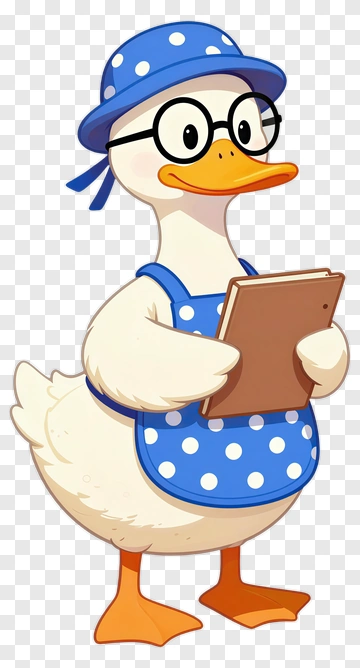 Cartoon Duck Holding A Clipboard PNG