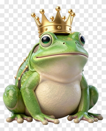 3D Frog Wearing A Crown PNG