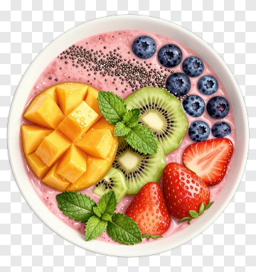 Colorful Fruit Smoothie Bowl With Fresh Berries PNG