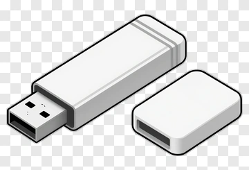 White Usb Flash Drive And Cover PNG