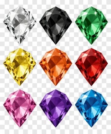Colorful Gemstones In Various Shapes PNG