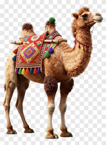 3D Camel With Colorful Saddle PNG