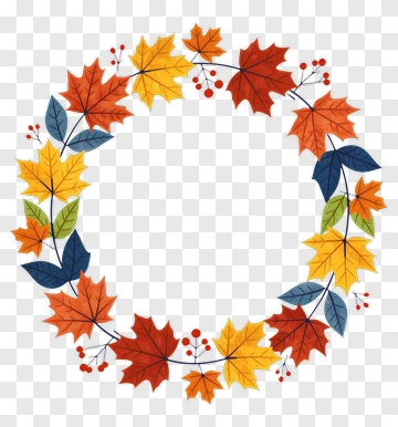 Colorful Autumn Leaf Wreath PNG