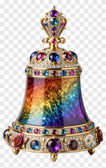 Colorful Decorative Bell With Gems PNG