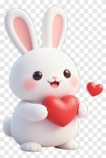 Cute Rabbit Holding A Red Heart PNG