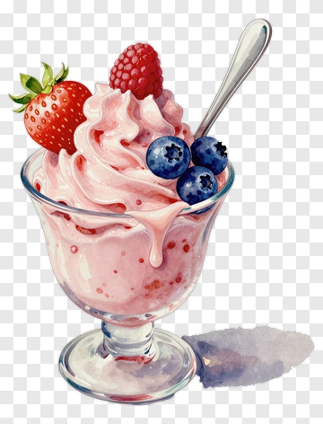 Strawberry And Blueberry Soft Serve Ice Cream PNG