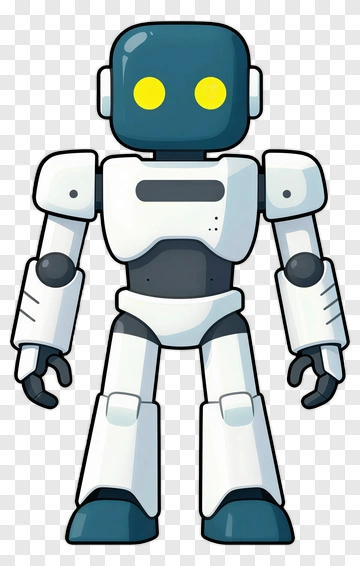 Cartoon Robot With Yellow Eyes PNG