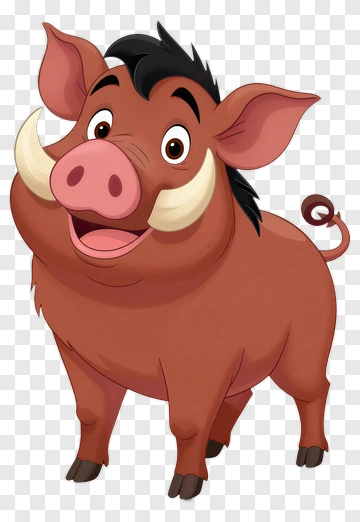 Cartoon Warthog Character Smiling PNG