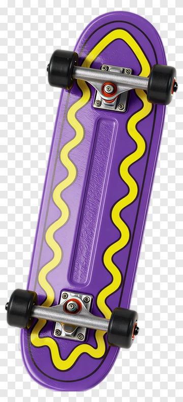 Purple Skateboard With Yellow Design PNG